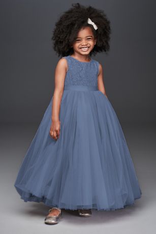 David's Bridal Ball Gown Flower Girl Dress with Heart Cutout